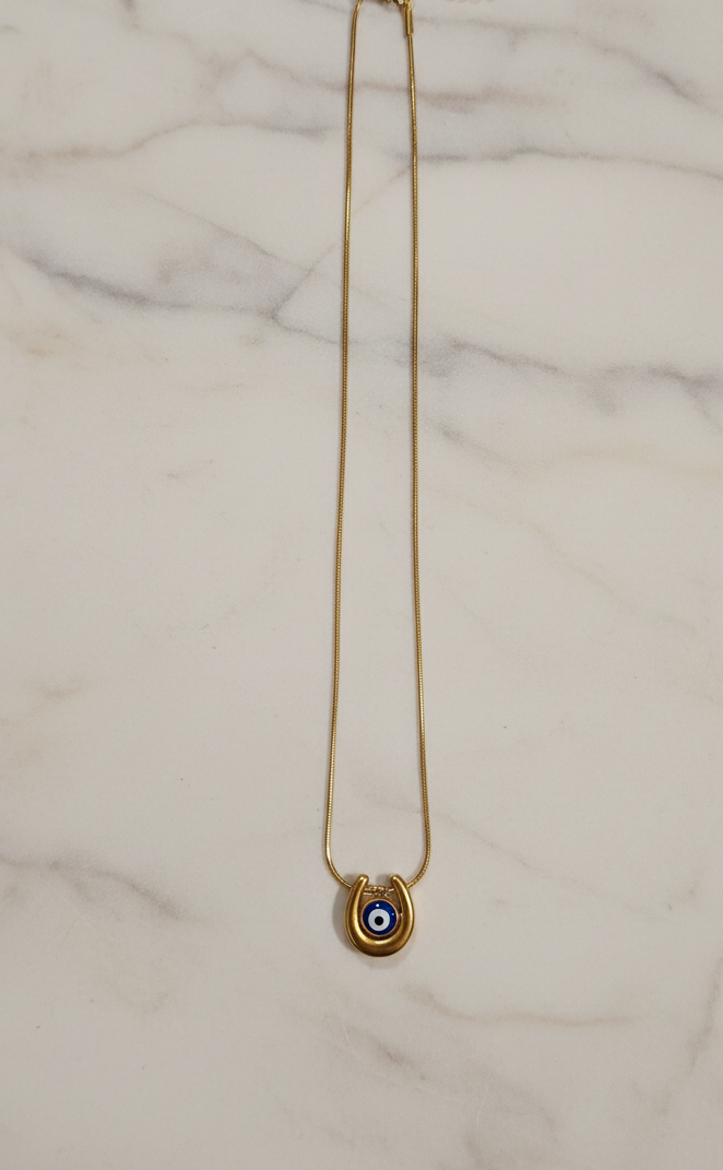 Golden Oxidised Anti-Tarnish Evil Pendant Necklace
