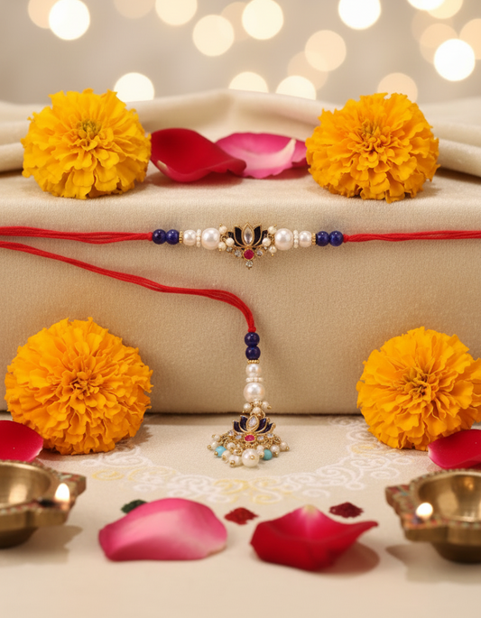 Lotus Kundan Bhai Bhabhi Lumba Rakhi