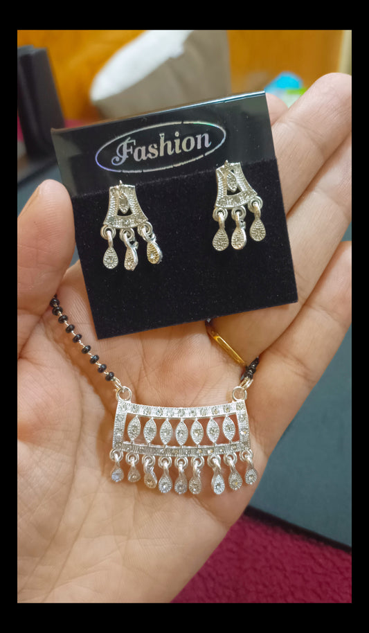 Silver Plated Pendant Mangalsutra Set