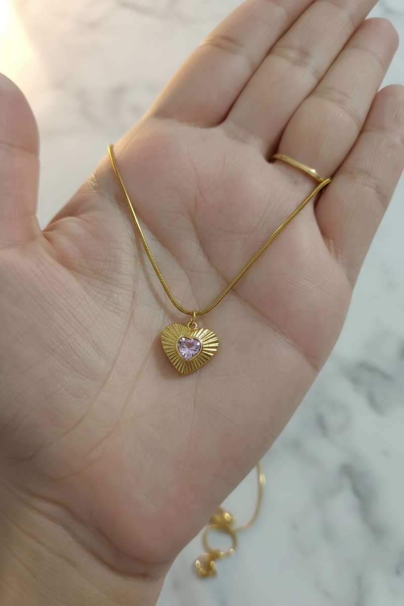Golden Oxidised Anti-Tarnish Heart Pendant Necklace