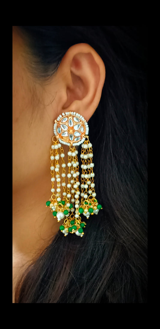 Beautiful Gold Plated Chand phool Long Earrings