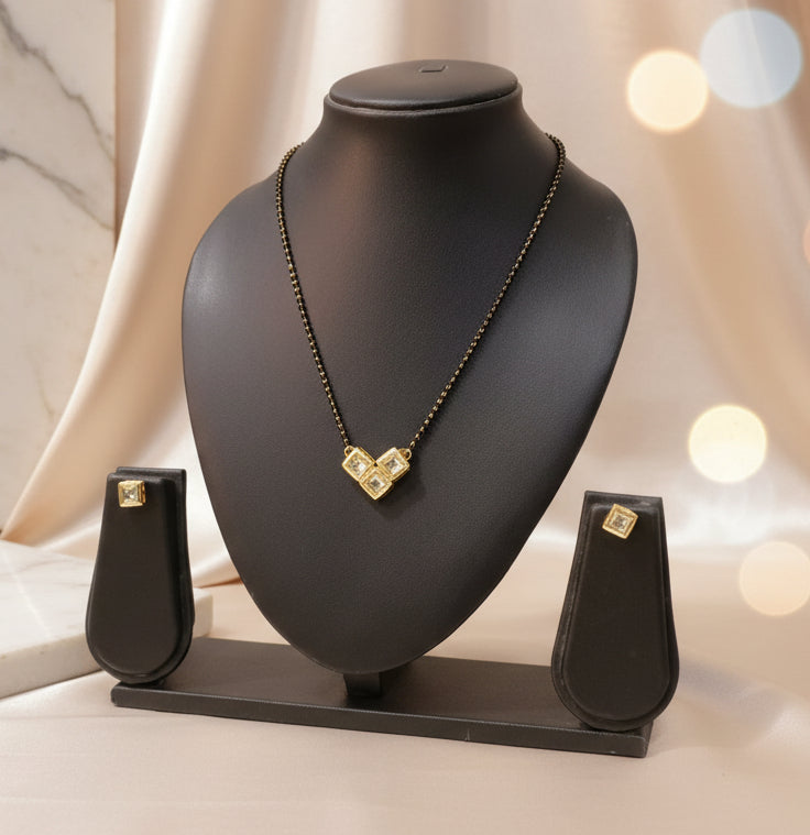 V-Shape Big Size Meenakari Kundan Pendant Mangalsutra