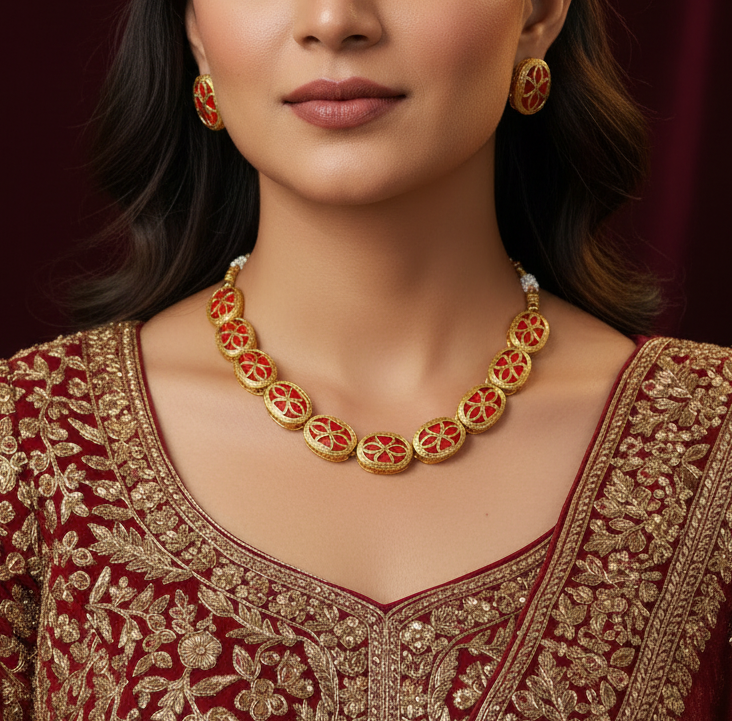 Gold-Plated Kundan Necklace Set