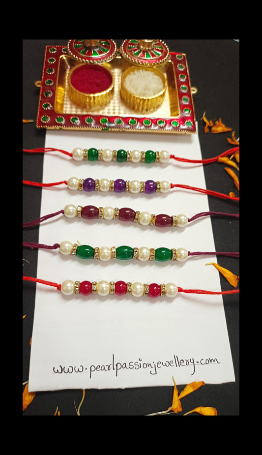 Multicolored Combo of 5 Rakhi