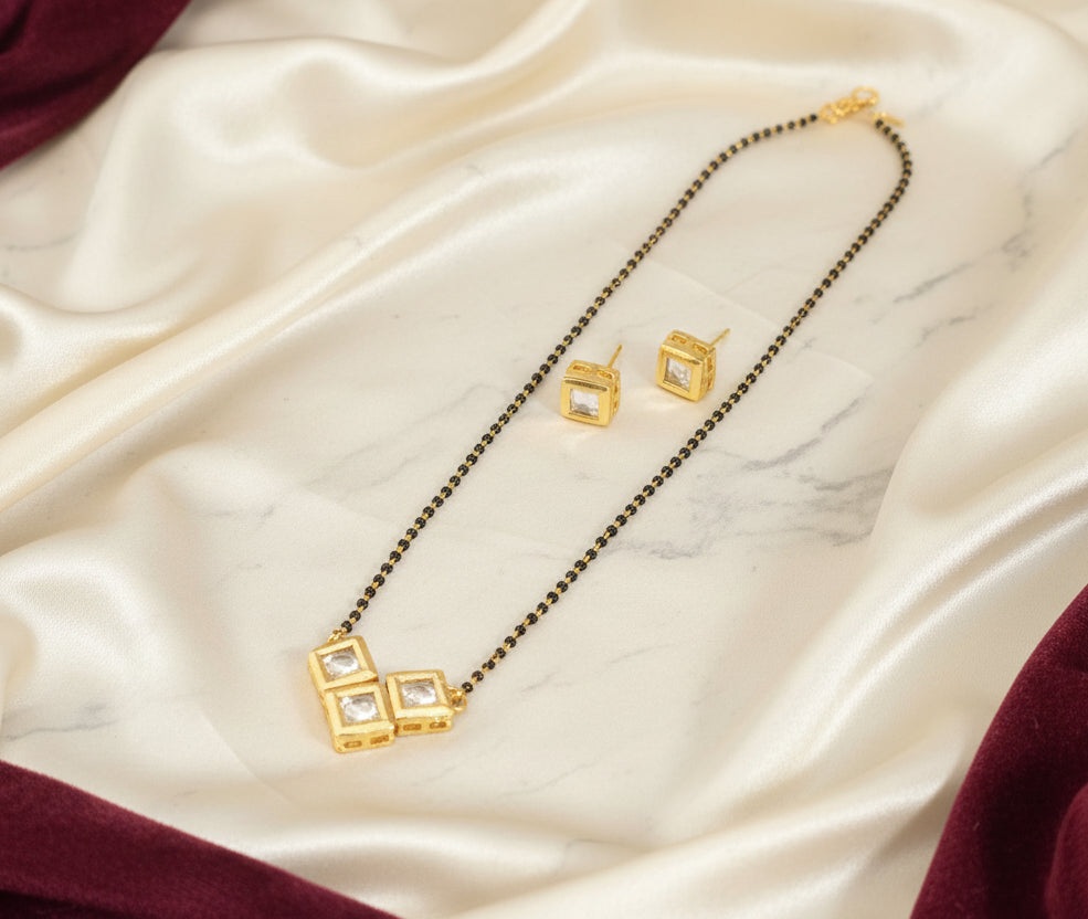 V-Shape Big Size Meenakari Kundan Pendant Mangalsutra