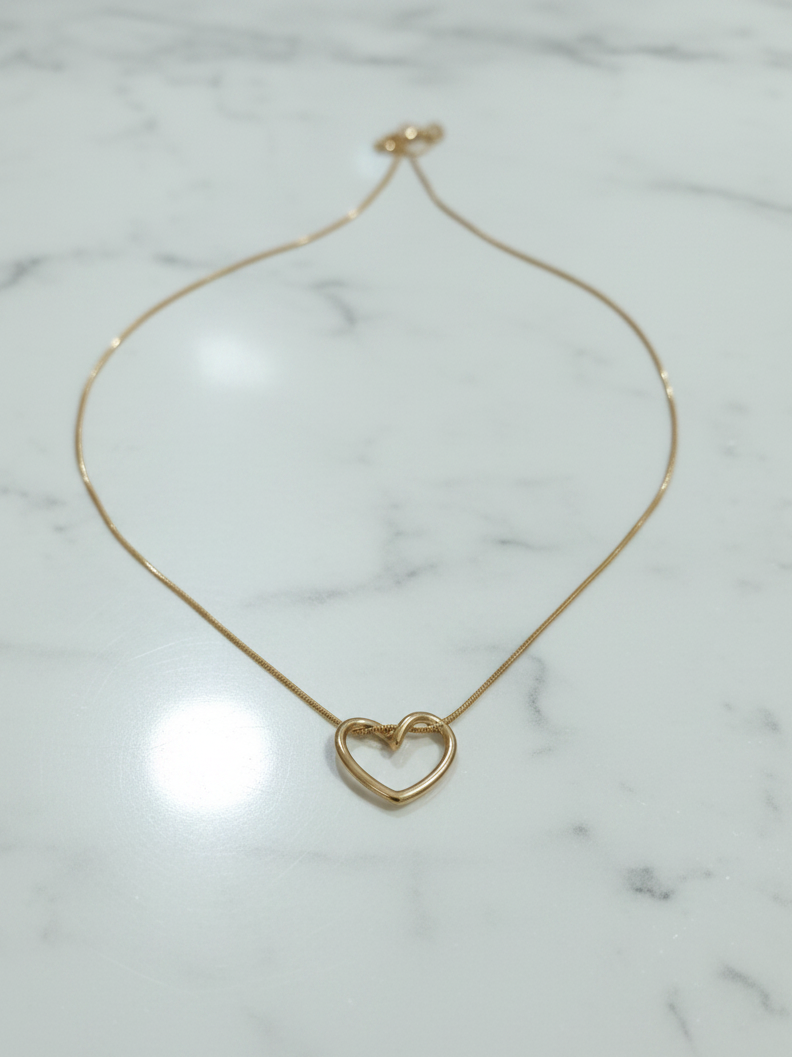 Golden Oxidised Anti-Tarnish Heart Pendant Necklace
