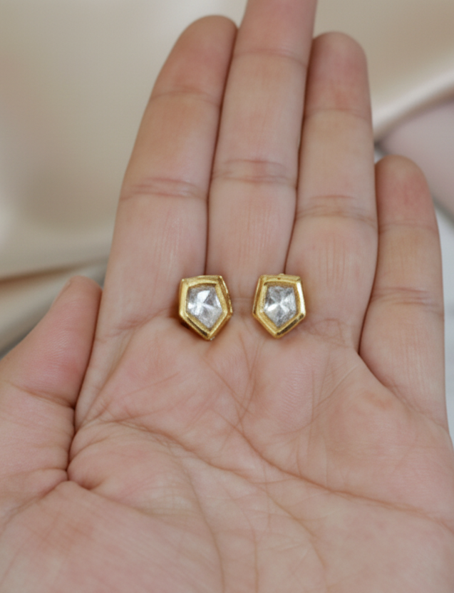 Meenakari Pentagon Shape Kundan Earrings