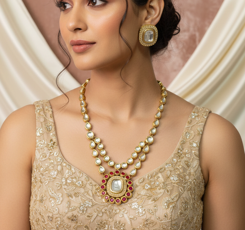 Exclusive Gold-Plated Meenakari Kundan Set