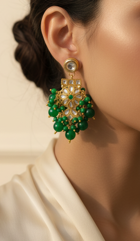 V-Shape Kundan Earrings