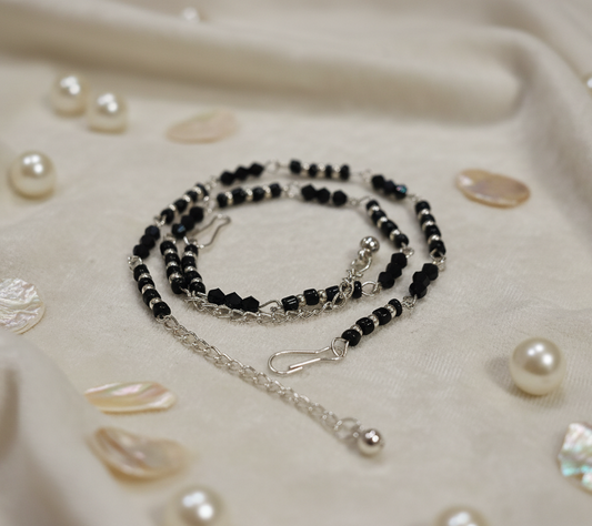 Black Crystal Beads Anklet