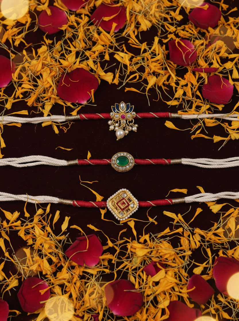 Combo of 3 Kundan Rakhi